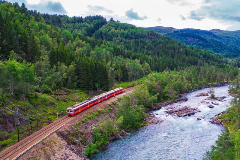 Die-Bergenbahn-zwischen-Oslo-und-Bergen-Zugfahrt-durch-Norwegen
